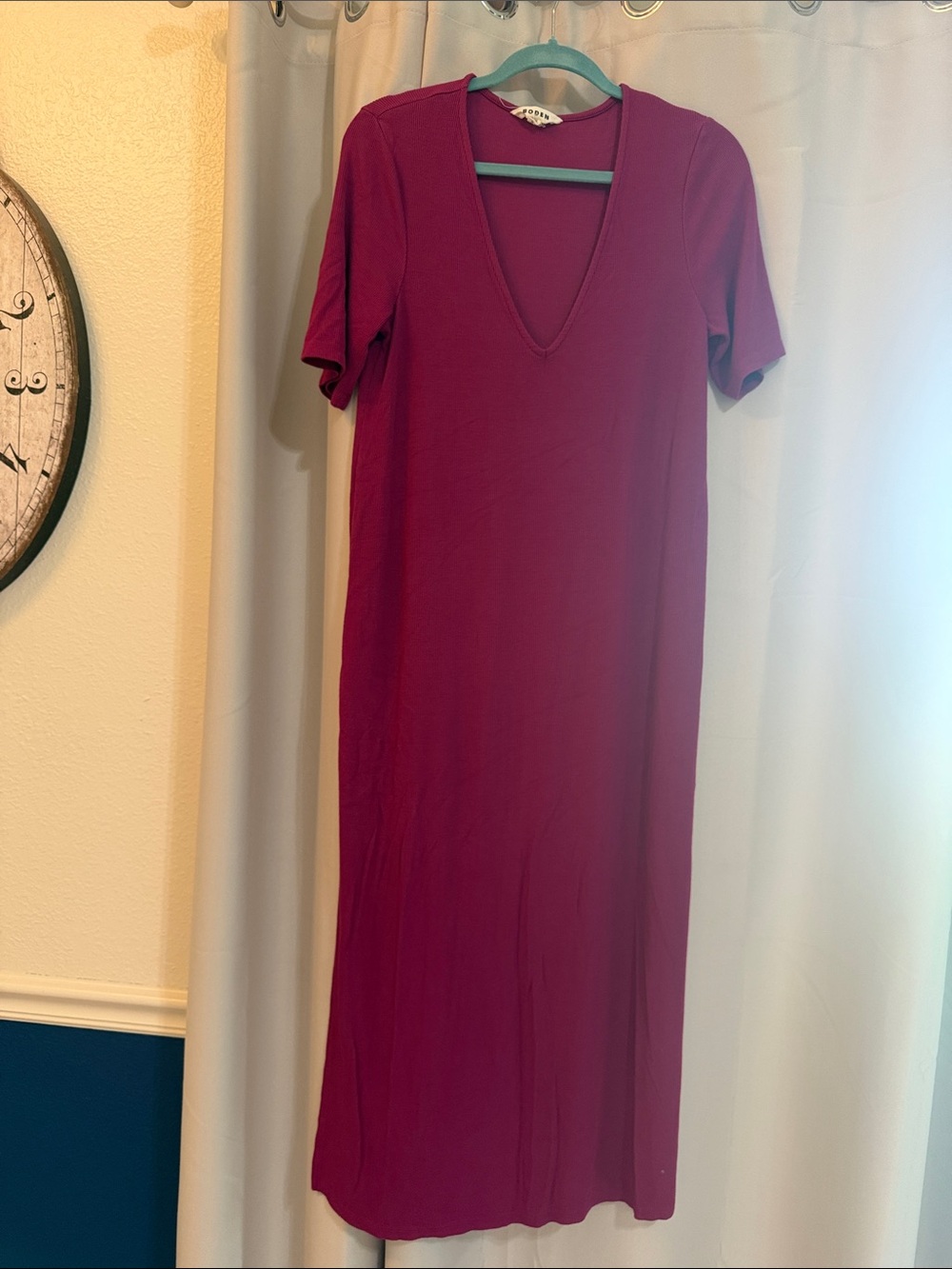 Boden V-Neck Maxi Dress in Deep Berry